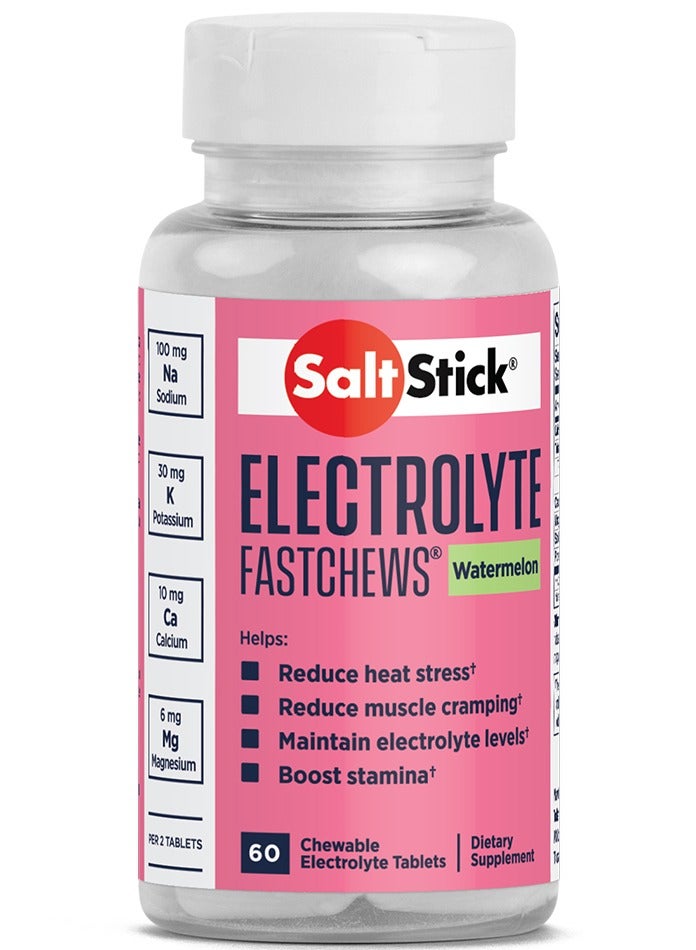 Electrolytes Fastchews Watermelon Flavour 60 Chewable Tablets Stamina Booster