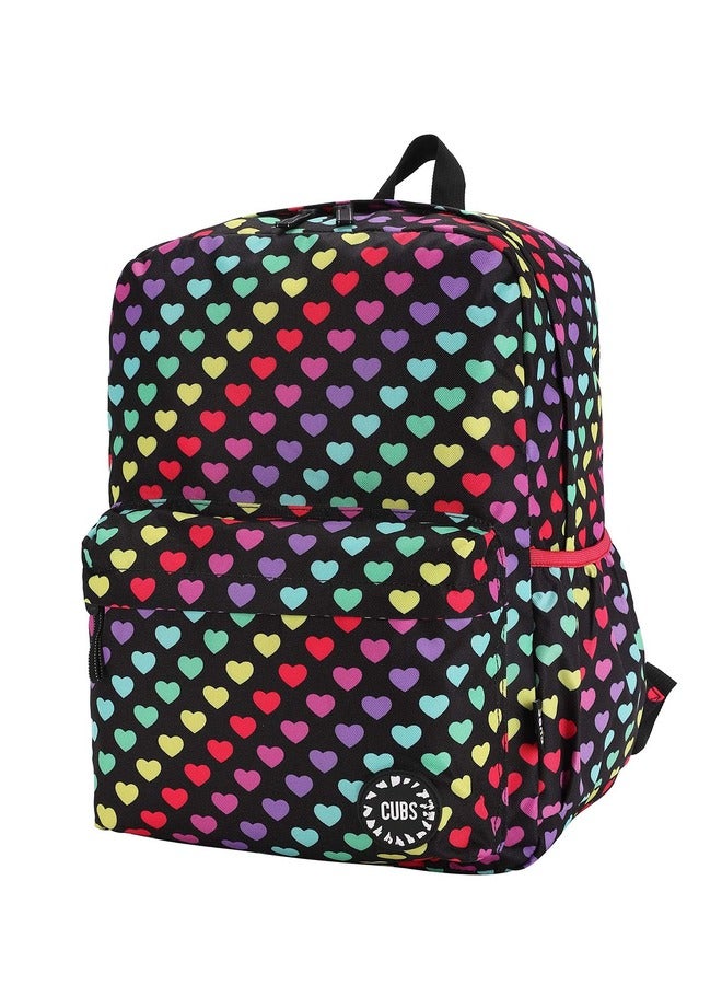 Heart Print Waterproof Kids 28L Backpack With Zip Closure Ideal For 6-12 Years Age Group Compatible With 15 Inch Laptop