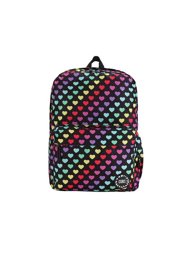 Heart Print Waterproof Kids 28L Backpack With Zip Closure Ideal For 6-12 Years Age Group Compatible With 15 Inch Laptop