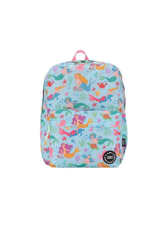 Mermaid Print Waterproof Kids 28L Backpack With Zip Closure Ideal For 6-12 Years Girls Compatible With 15 Inch Laptop
