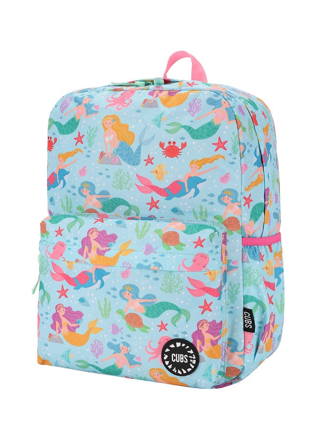 Mermaid Print Waterproof Kids 28L Backpack With Zip Closure Ideal For 6-12 Years Girls Compatible With 15 Inch Laptop