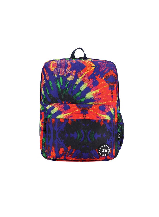 Tie Dyed Waterproof Kids 28L Backpack With Zip Closure Ideal For 6-12 Years Age Group Compatible With 15 Inch Laptop