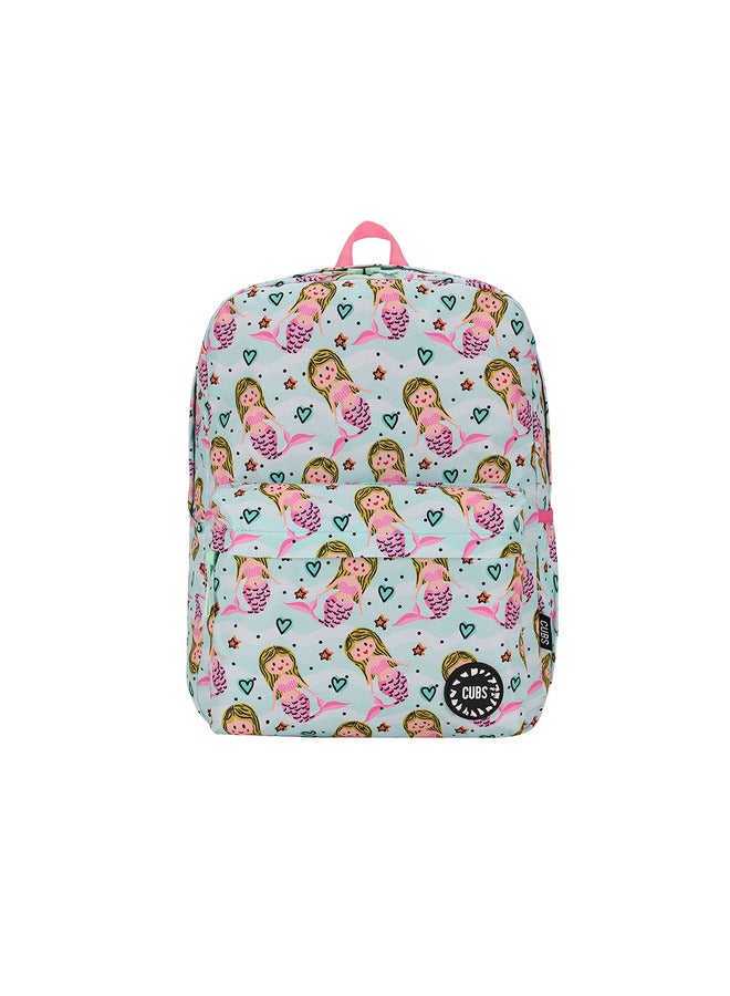 Mermaid Print Waterproof Kids 28L Backpack With Zip Closure Ideal For 6-12 Years Girls Compatible With 15 Inch Laptop