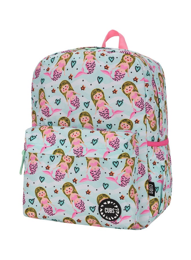 Mermaid Print Waterproof Kids 28L Backpack With Zip Closure Ideal For 6-12 Years Girls Compatible With 15 Inch Laptop