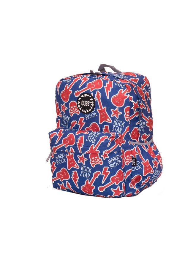 Guitar Print Waterproof Kids 28L Backpack With Zip Closure Ideal For 6-12 Years Age Group Compatible With 15 Inch Laptop