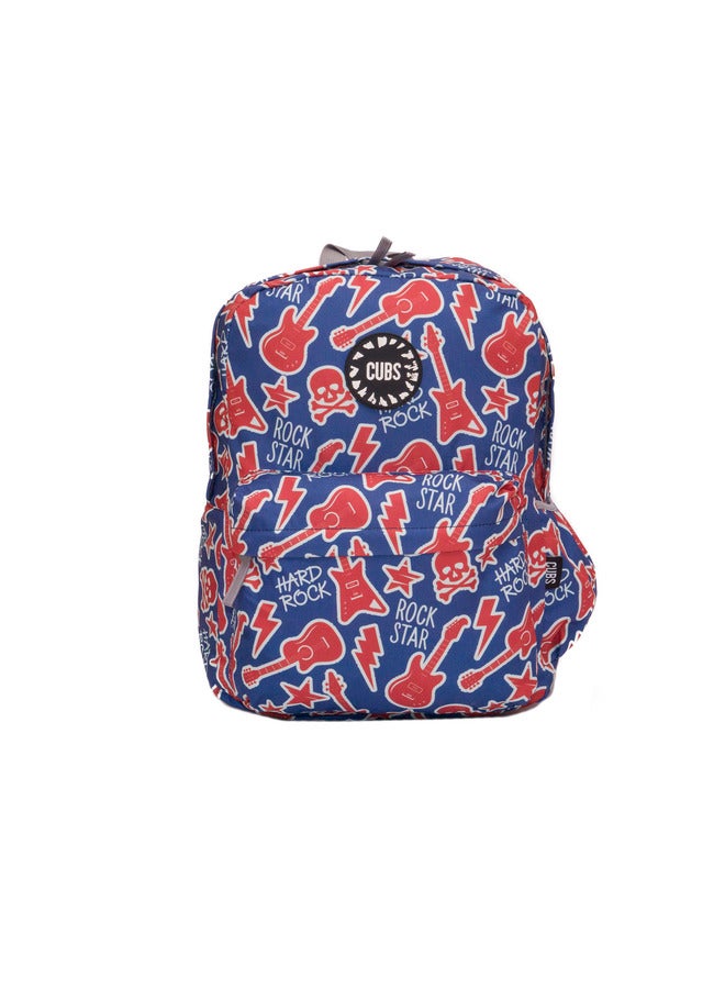 Guitar Print Waterproof Kids 28L Backpack With Zip Closure Ideal For 6-12 Years Age Group Compatible With 15 Inch Laptop