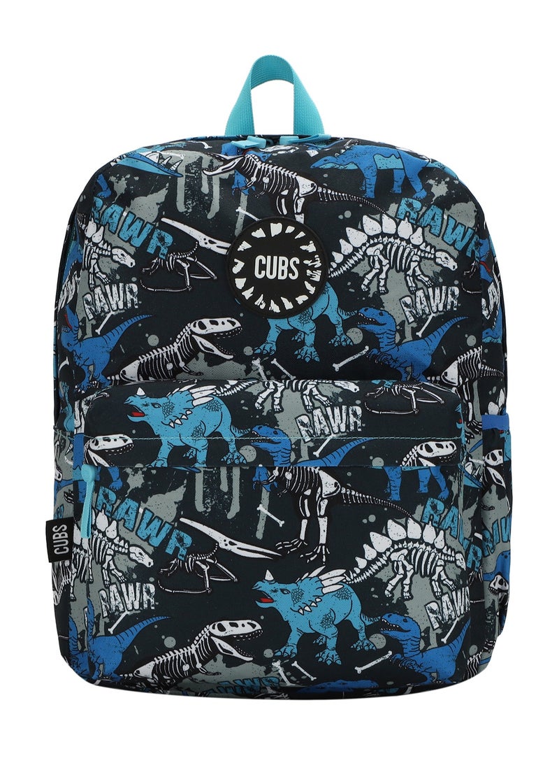 Dinosaur Print Waterproof Kids 28L Backpack with zip closure Ideal for 6-12 years age group, Compatible with 15