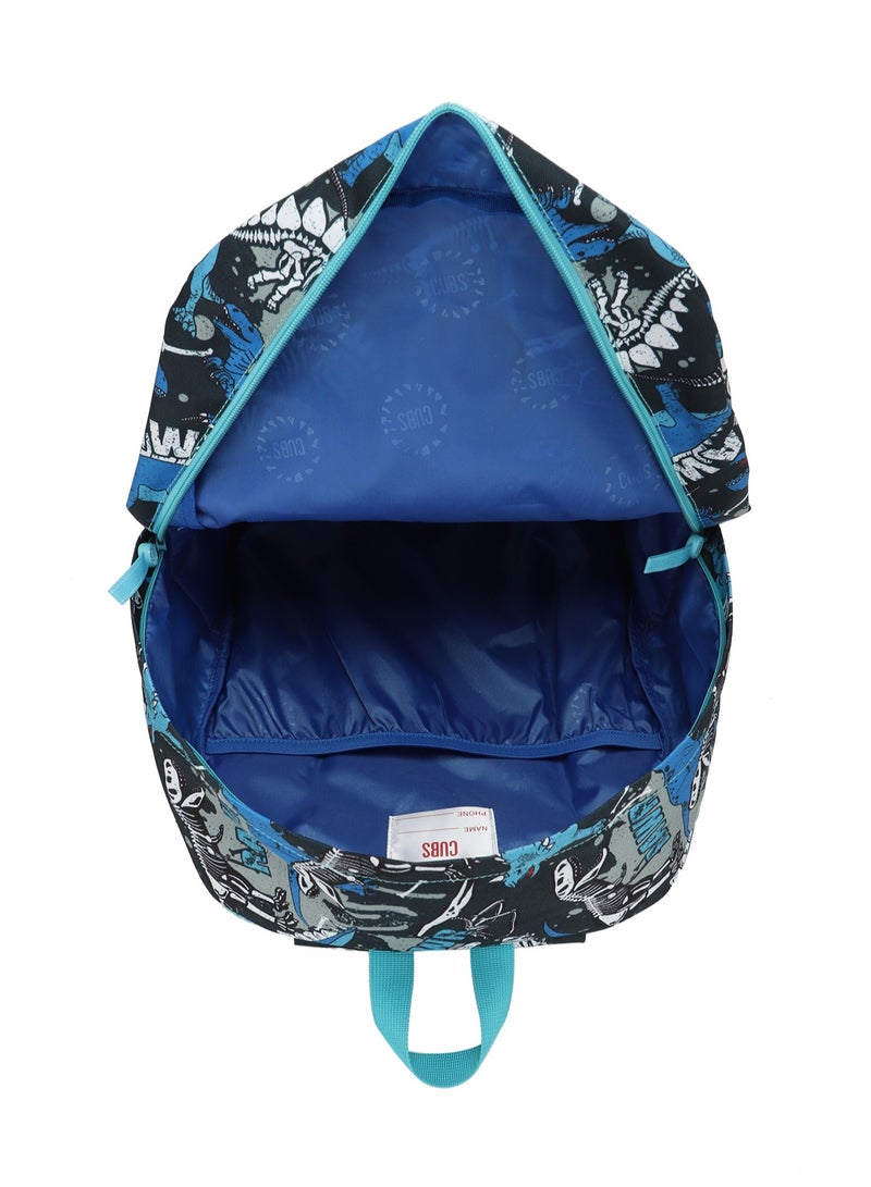 Dinosaur Print Waterproof Kids 28L Backpack with zip closure Ideal for 6-12 years age group, Compatible with 15
