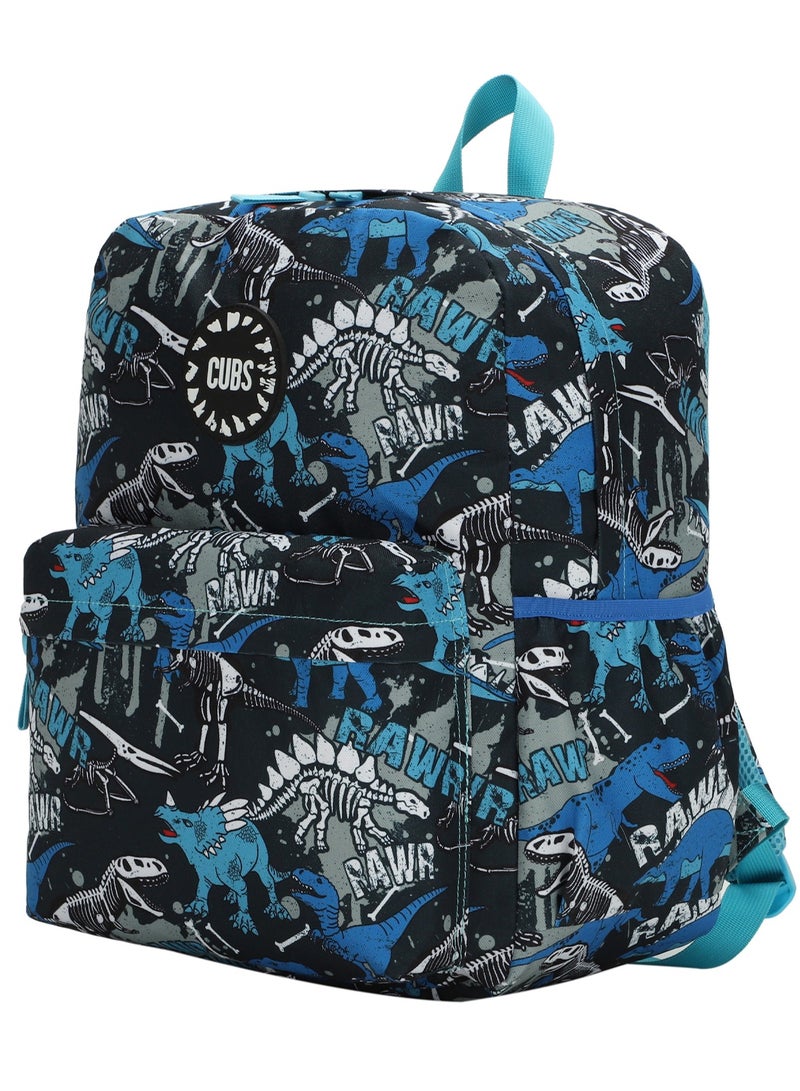 Dinosaur Print Waterproof Kids 28L Backpack with zip closure Ideal for 6-12 years age group, Compatible with 15