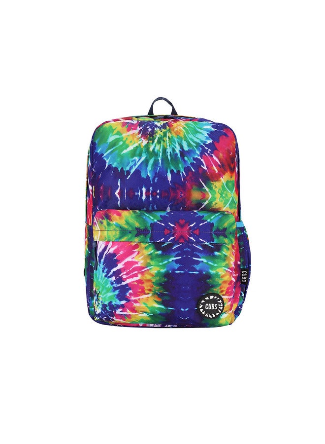 Tie Dyed Waterproof Kids 28L Backpack With Zip Closure Ideal For 6-12 Years Age Group Compatible With 15 Inch Laptop