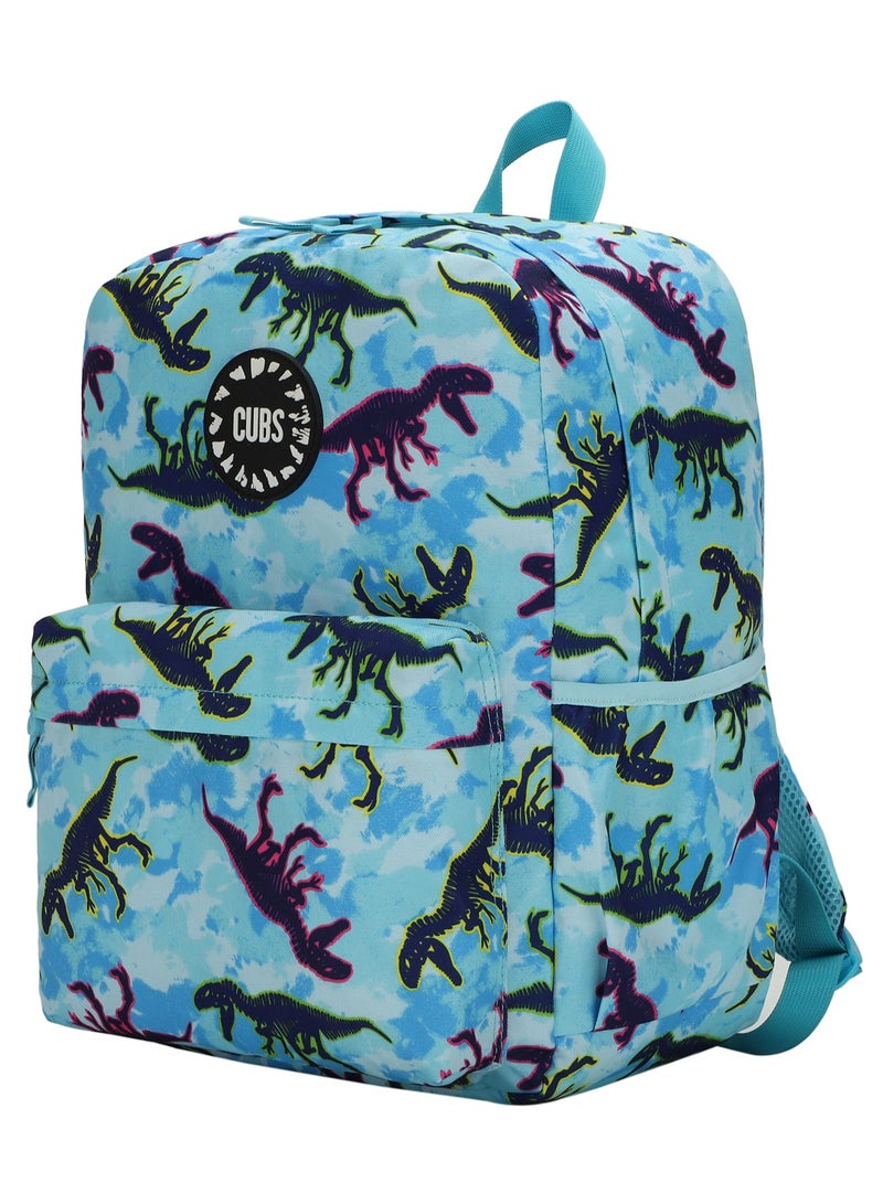 Dinosaur Print Waterproof Kids 28L Backpack with zip closure Ideal for 6-12 years age group, Compatible with 15
