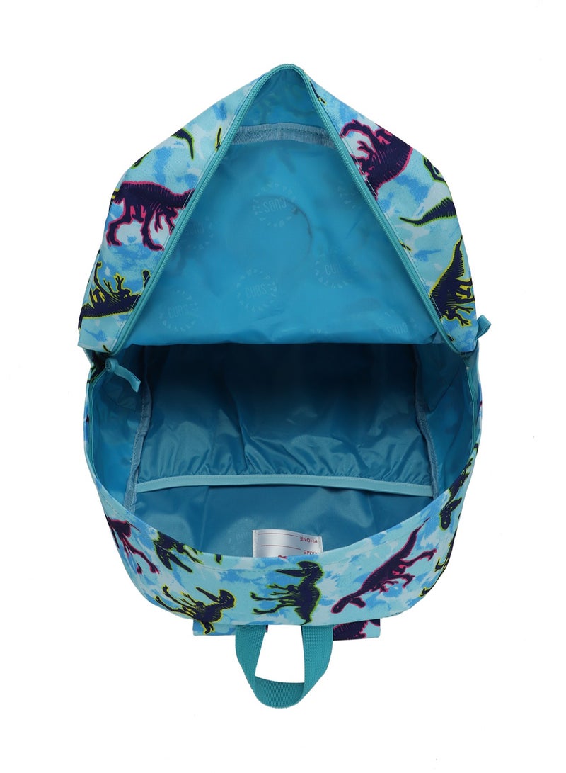 Dinosaur Print Waterproof Kids 28L Backpack with zip closure Ideal for 6-12 years age group, Compatible with 15