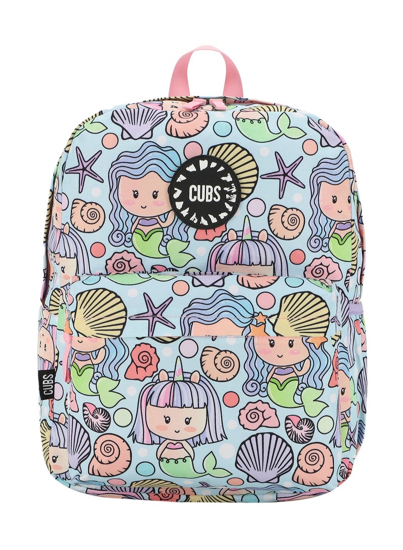 Mermaid Print Waterproof Kids 28L Backpack with zip closure Ideal for 6-12 years girls, Compatible with 15