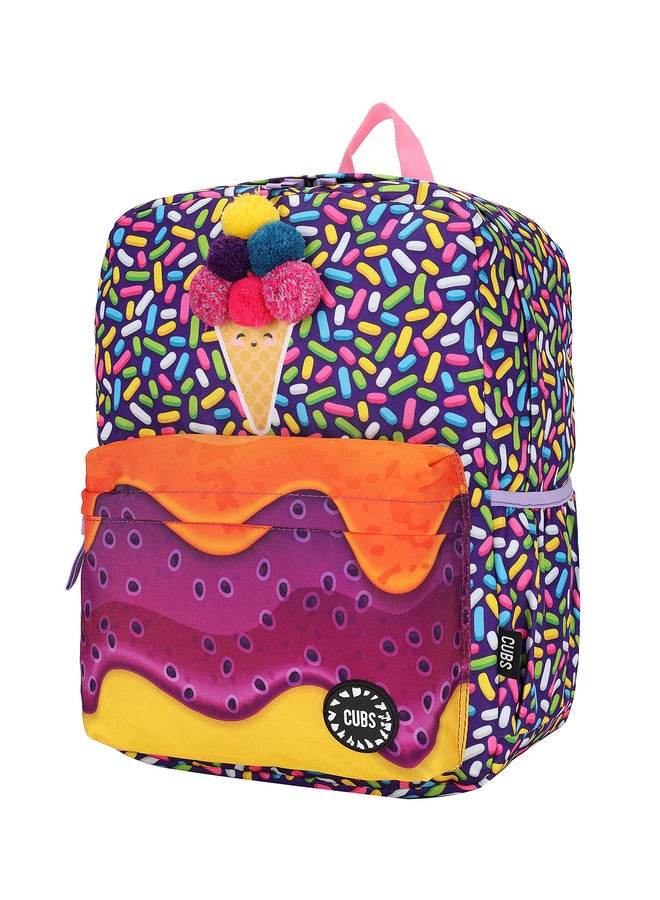 Ice Cream Print Waterproof Kids 28L Backpack With Zip Closure Ideal For 6-12 Years Girls Compatible With 15 Inch Laptop