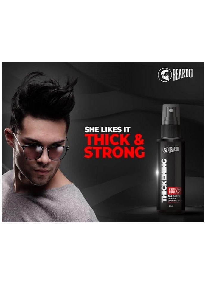 Beardo Thickening Serum Spray, 50 ml | |For Frizz-free, Smooth & Glossy Hair on-the-go | Hair Volume Spray for Men| Serum for Hair Smoothing | Hair Serum Men | Volumizing