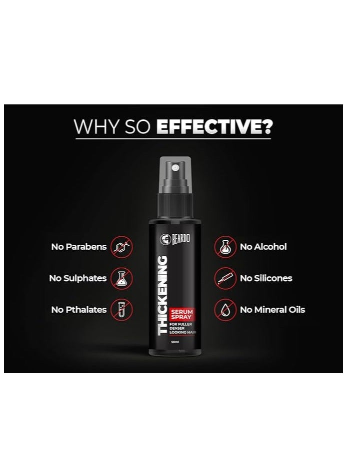 Beardo Thickening Serum Spray, 50 ml | |For Frizz-free, Smooth & Glossy Hair on-the-go | Hair Volume Spray for Men| Serum for Hair Smoothing | Hair Serum Men | Volumizing