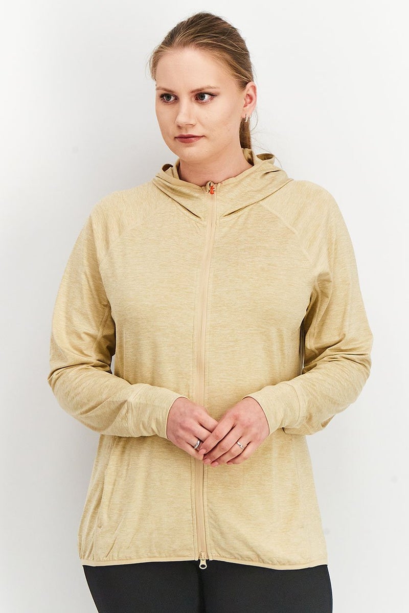 Women Sportwear Fit Hooded Training Sweatshirt, Tan Heather