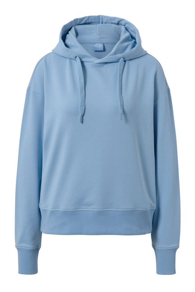 Women Hooded Solid Long Sleeve Sweatshirts, Light Blue