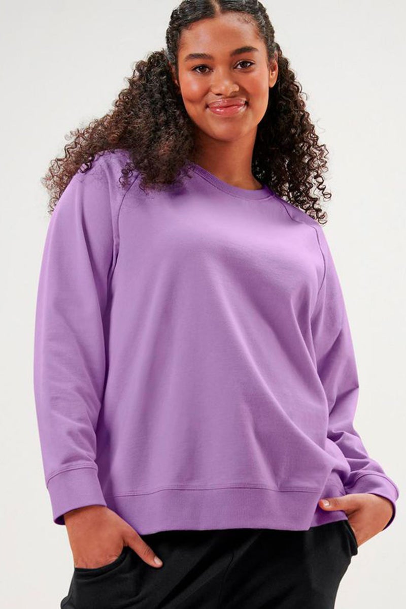 Women Sportswear Fit Plain Yoga Sweatshirts, Purple