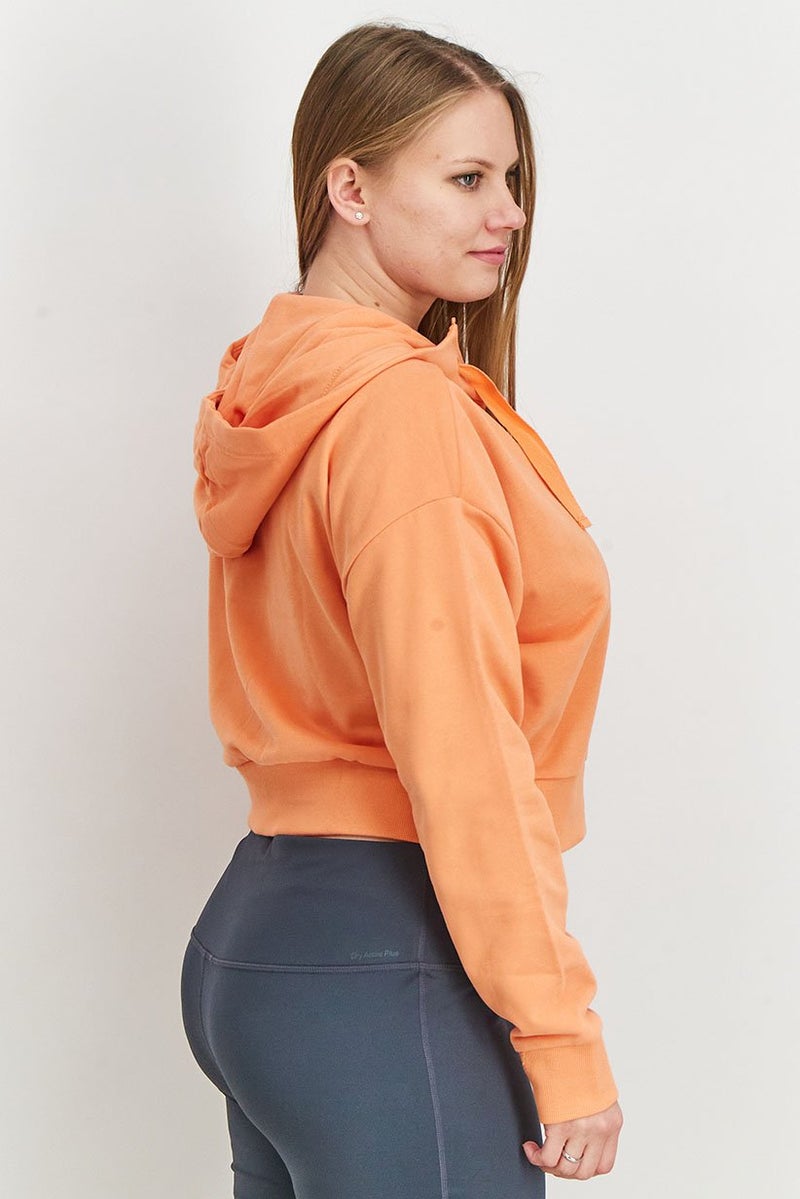 Women Sportswear Fit Plain Sports Hoodie, Orange