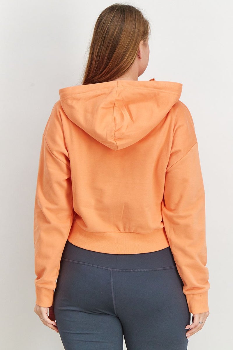 Women Sportswear Fit Plain Sports Hoodie, Orange