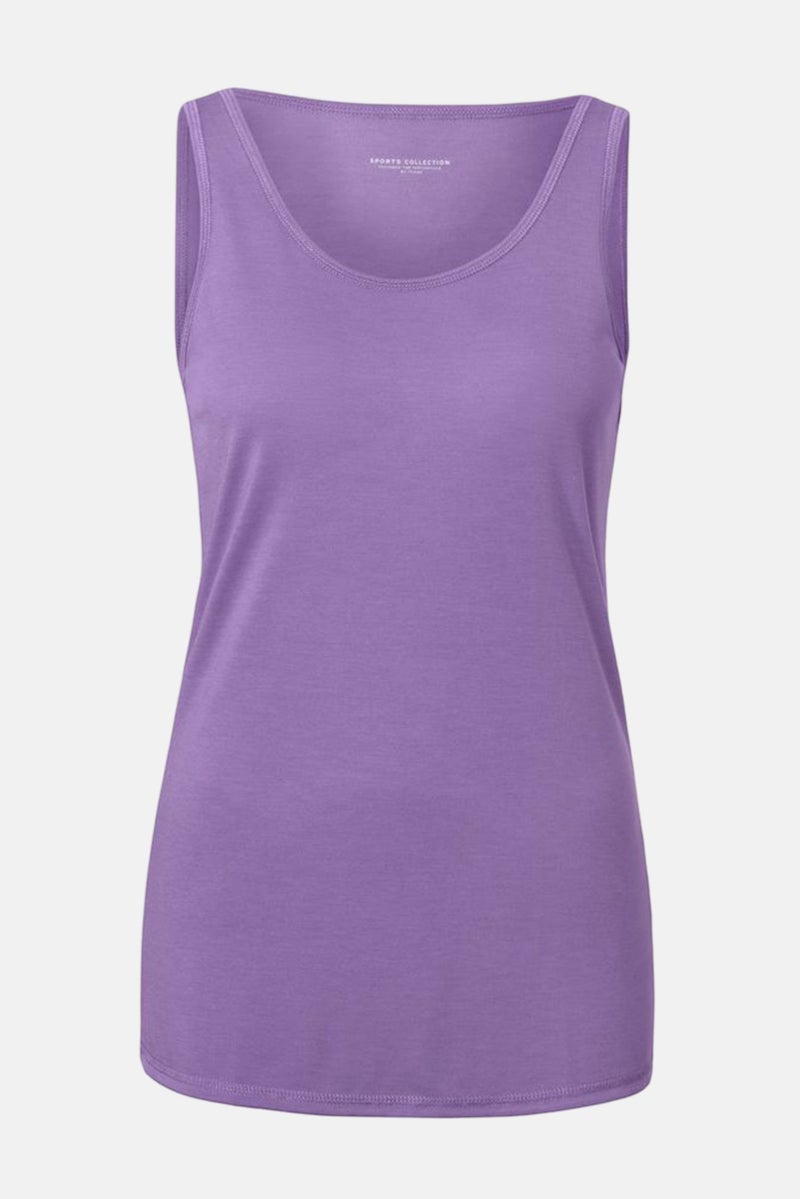 Women 2 Pieces Plain Tank Top And Sweatshirts, Purple