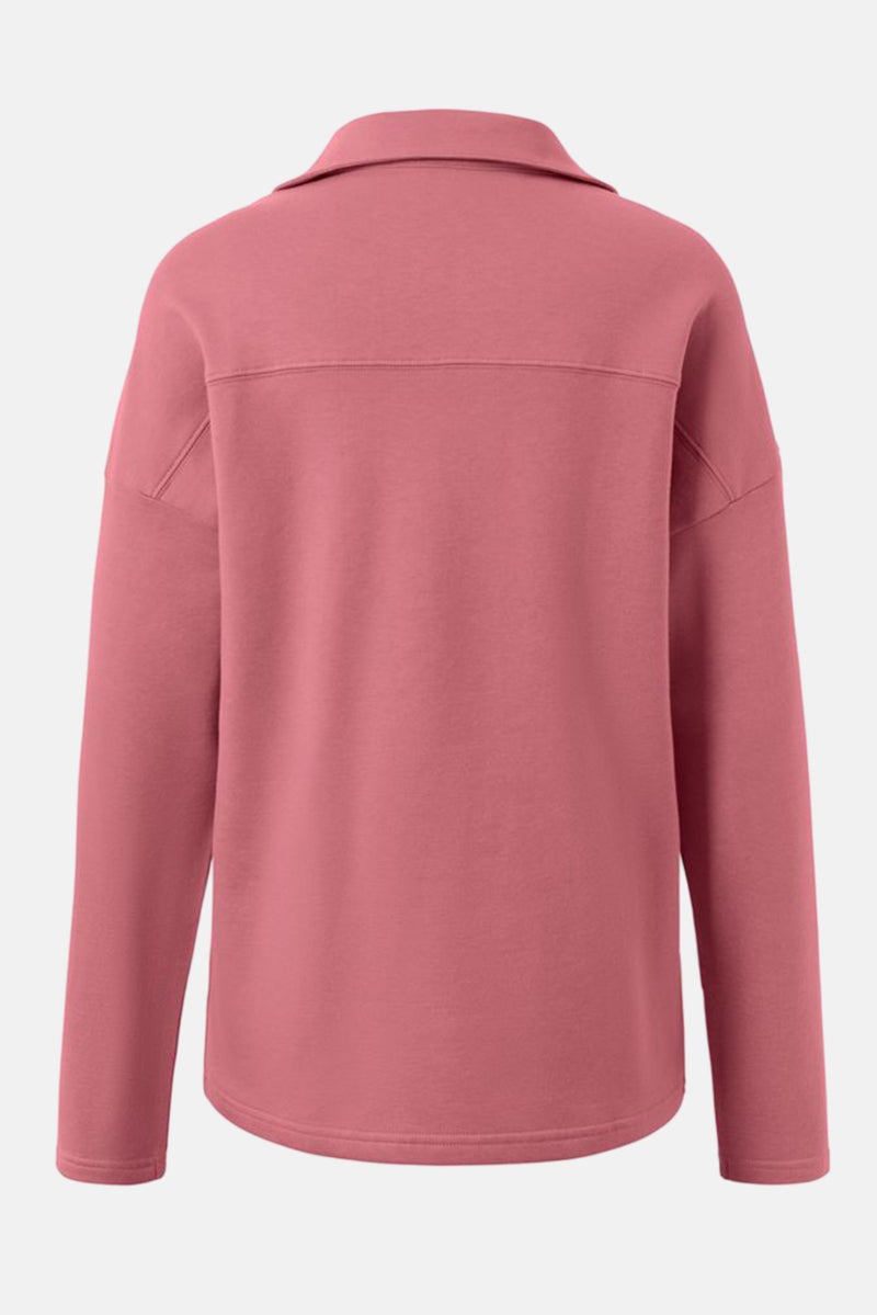 Women Regular Fit Plain Long Sleeves Sweatshirt, Rose Wood