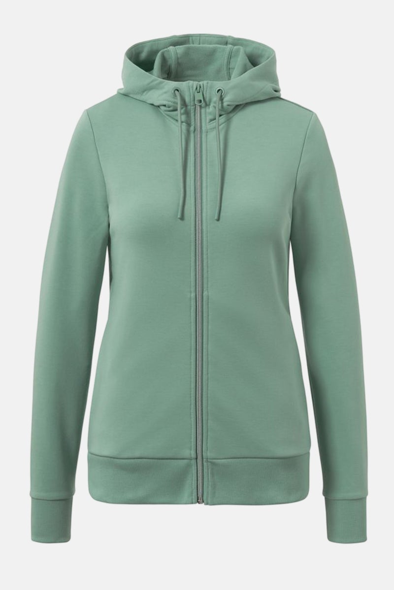 Women Hooded Plain Long Sleeve Sweatshirt, Mint Green