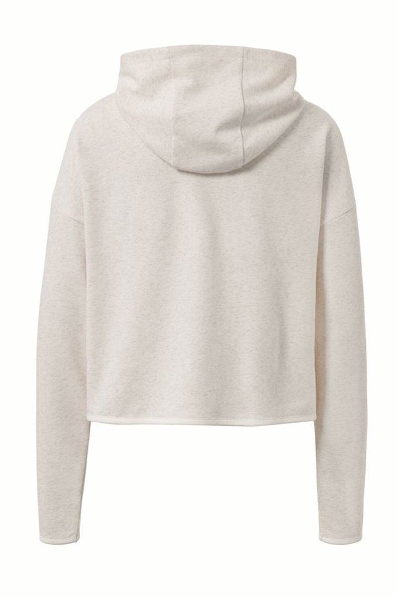 Women Hooded Long Sleeves Plain Sweatshirts, Beige