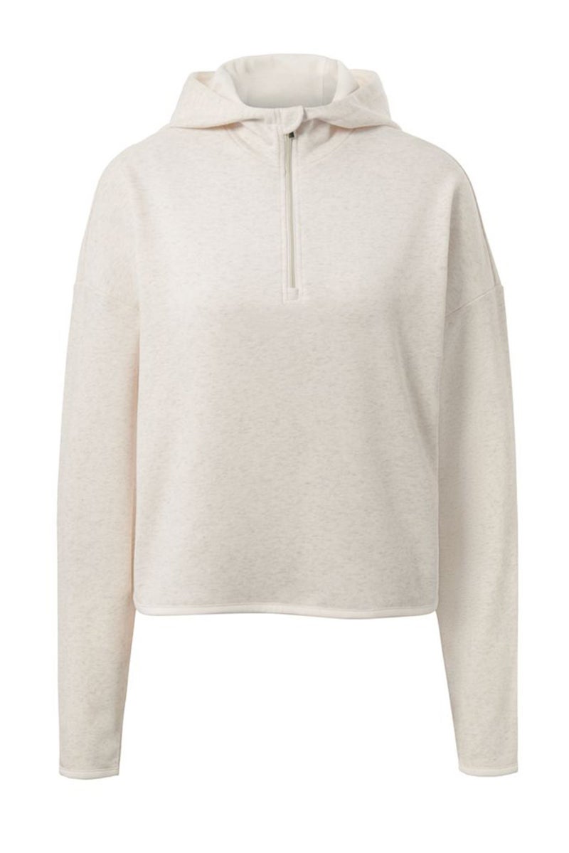 Women Hooded Long Sleeves Plain Sweatshirts, Beige