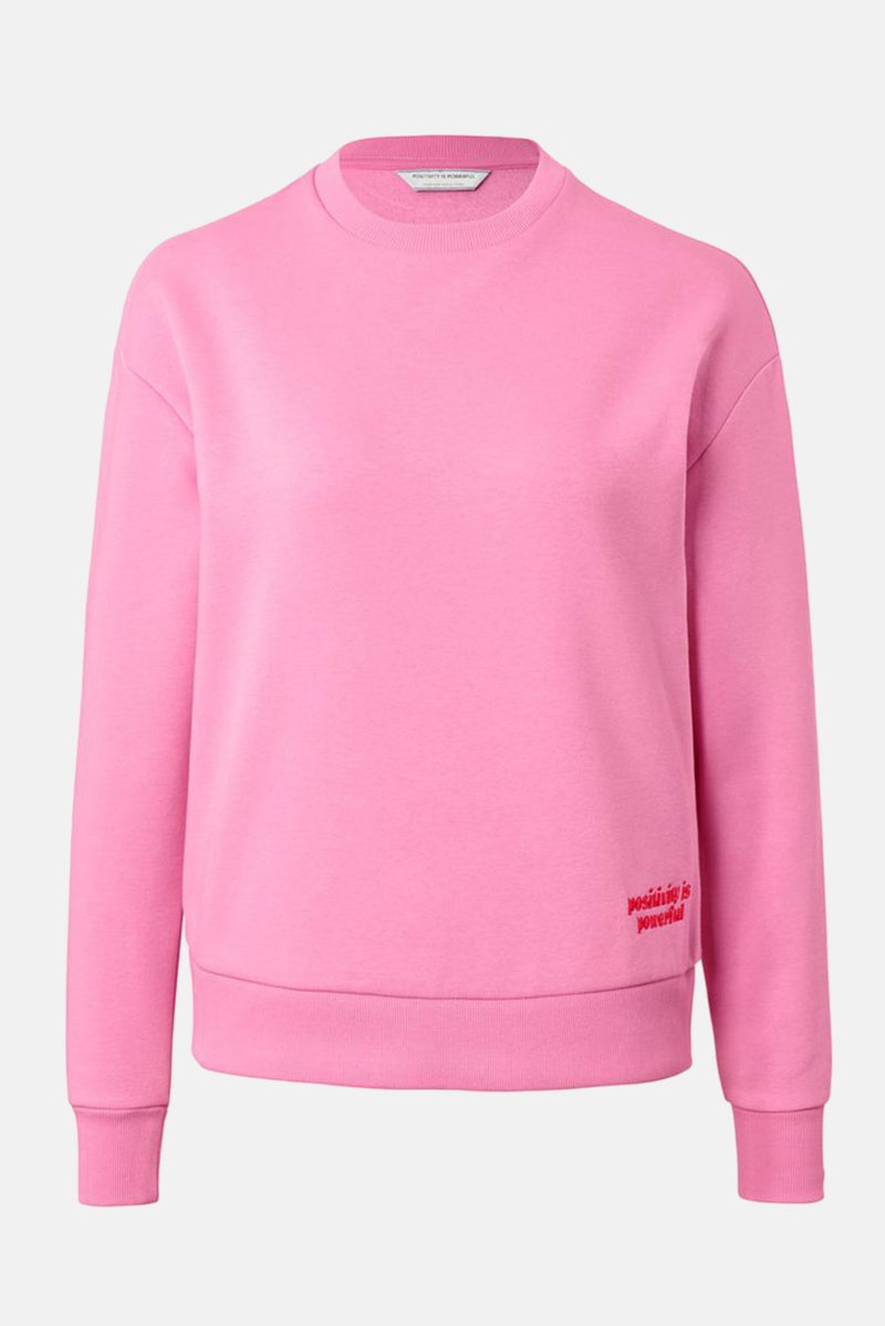 Women Crew Neck Long Sleeves Embroidered Sweatshirts, Pink