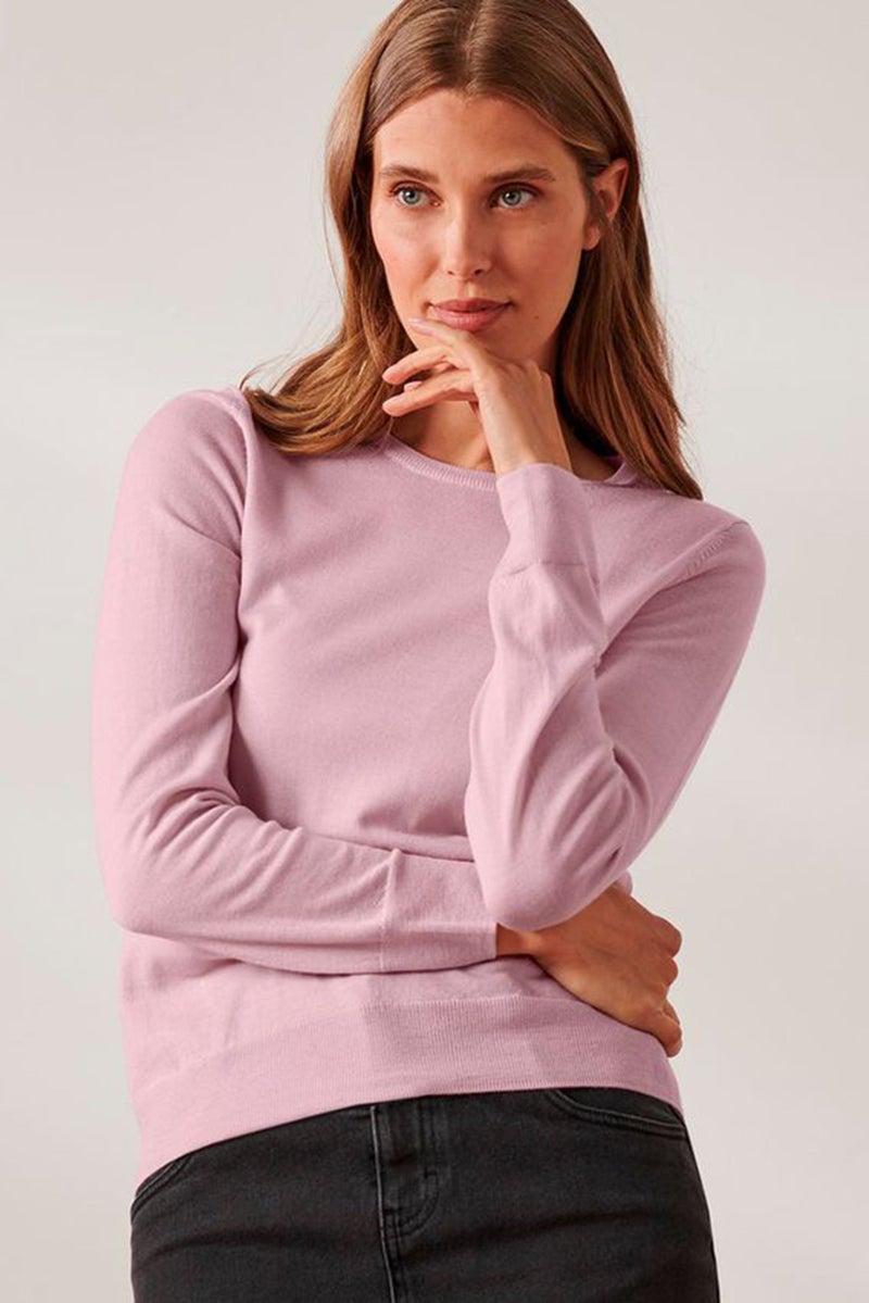 Women Knitted Long Sleeves Sweatshirt, Purple