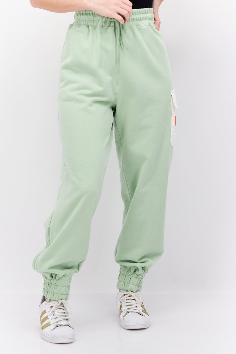 Women Regular Fit Embroidered Logo Sweatpants, Sage Green