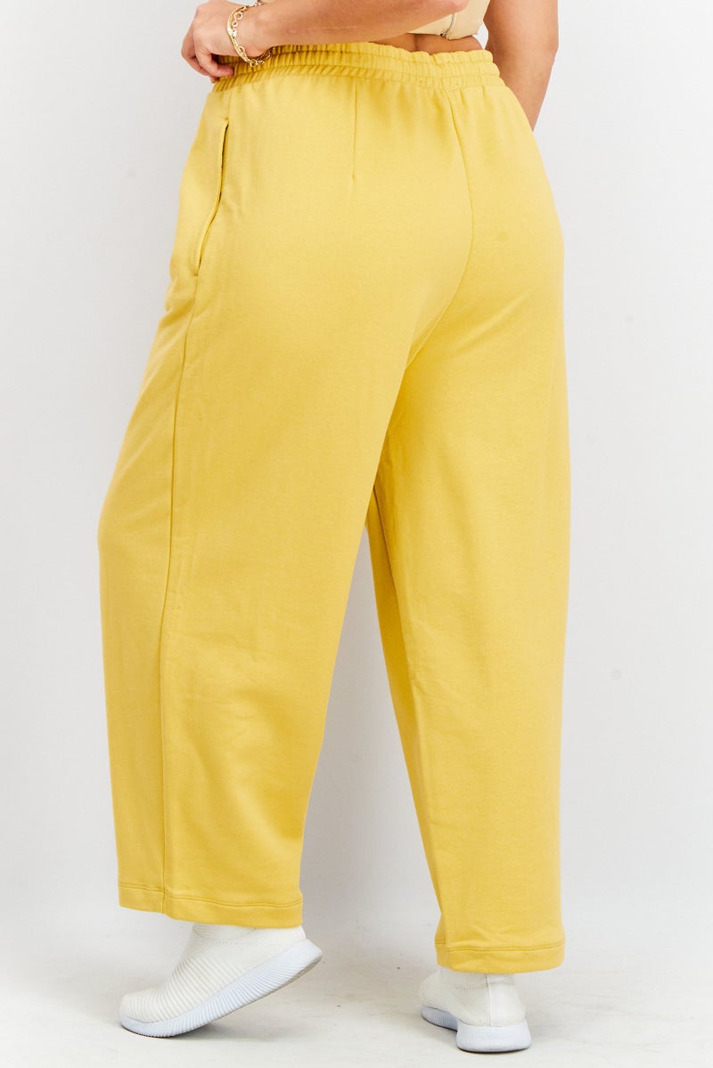 Women Drawstring Pull-On Jogger Pants, Natural Yellow