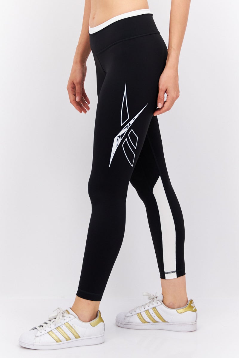 Women Sportswear Fit Brand Logo Running Leggings Black