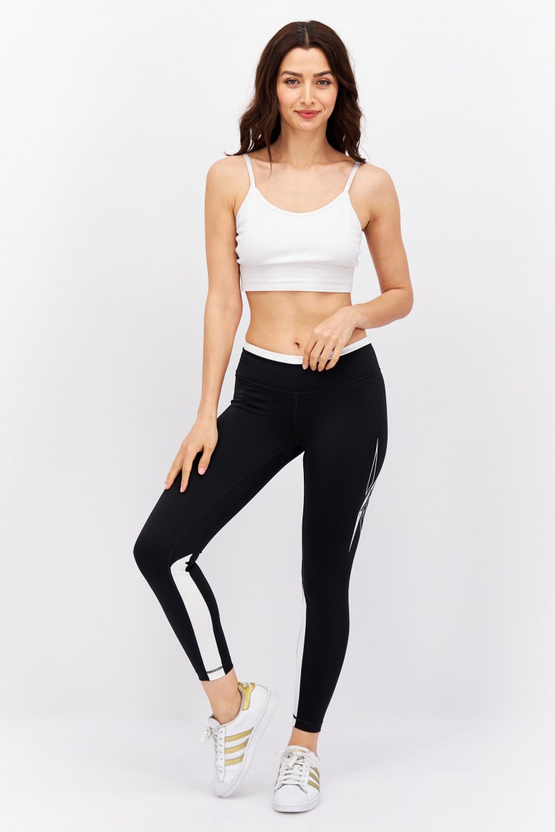 Women Sportswear Fit Brand Logo Running Leggings Black