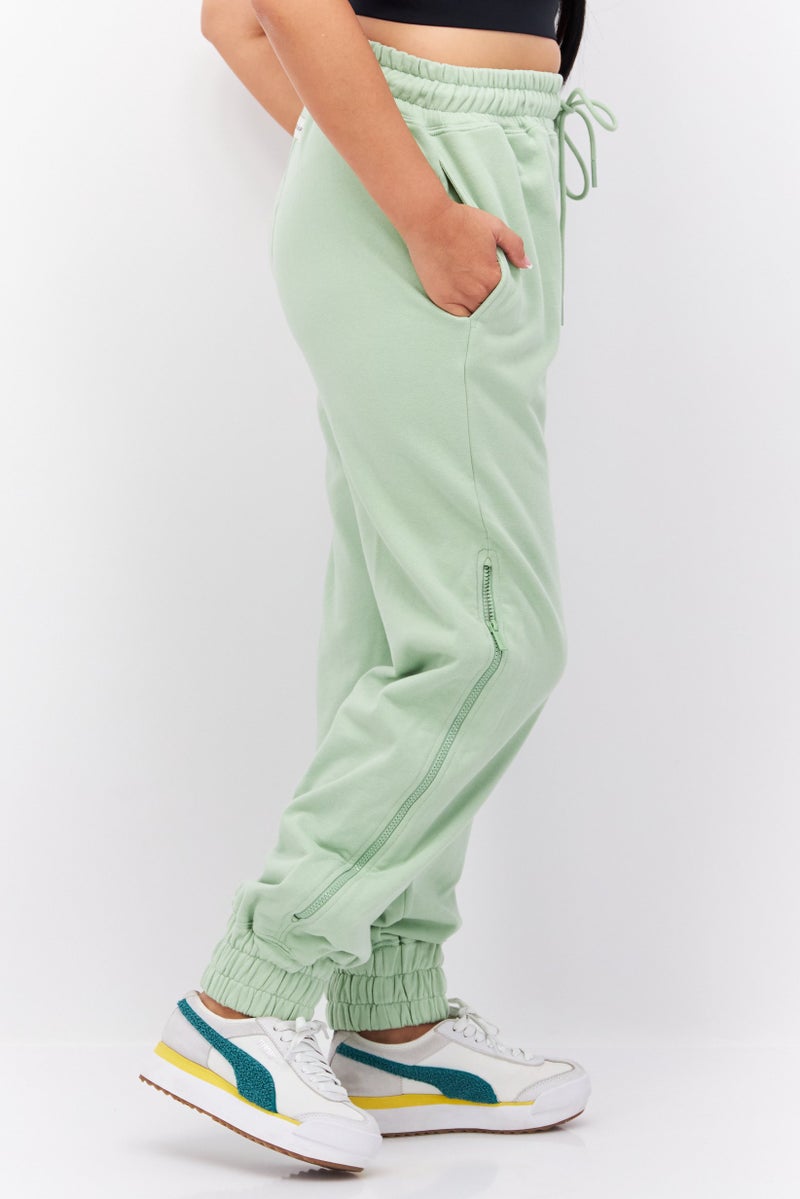 Women Regular Fit Solid Jogger Pants, Green