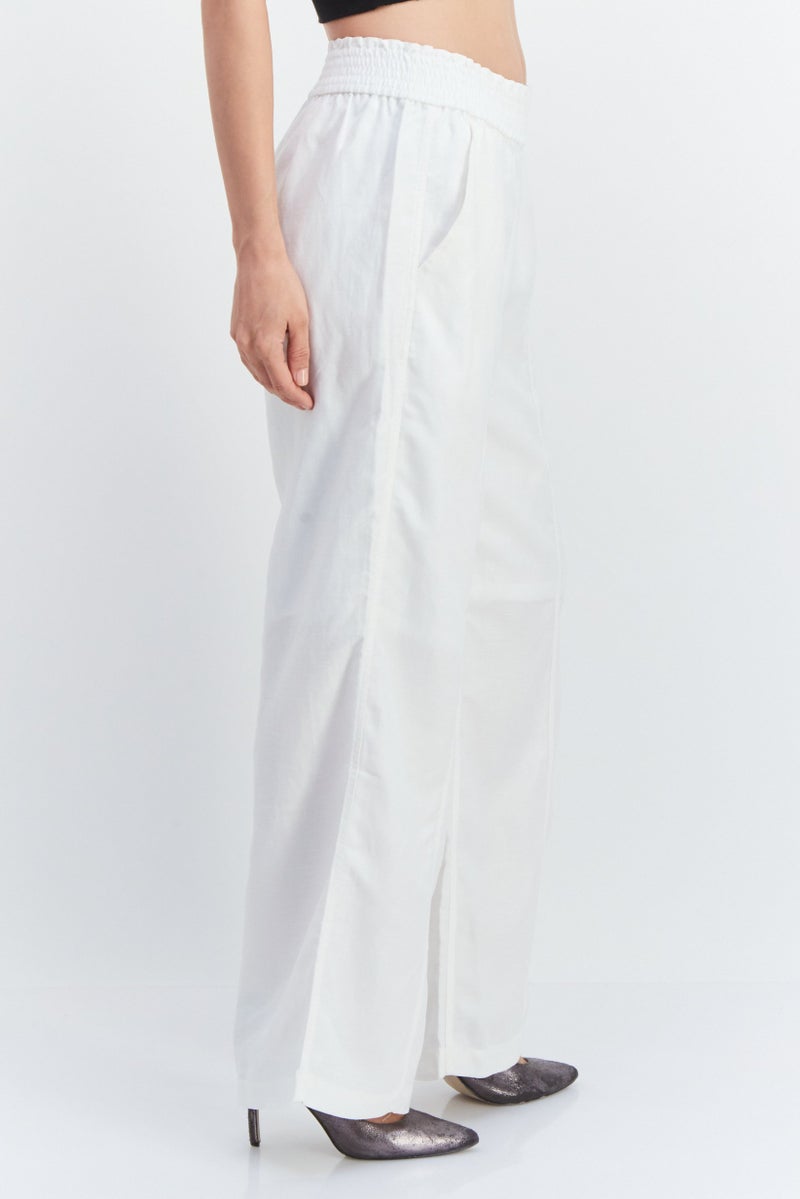 Women Regular Fit Solid Pant, White