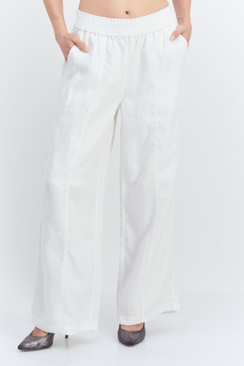 Women Regular Fit Solid Pant, White