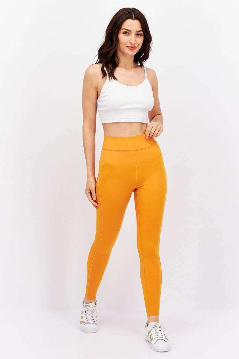 Women Sportswear Fit Training Tights, Mustard