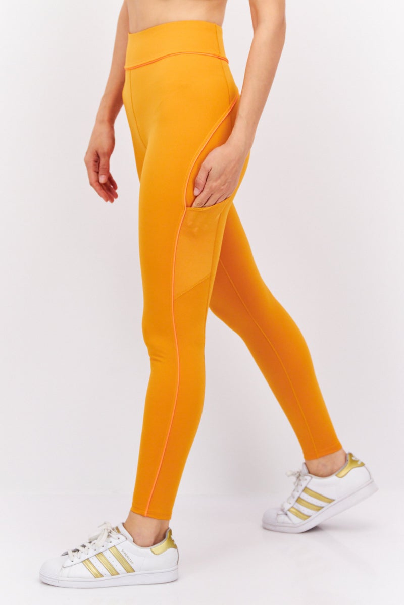 Women Sportswear Fit Training Tights, Mustard