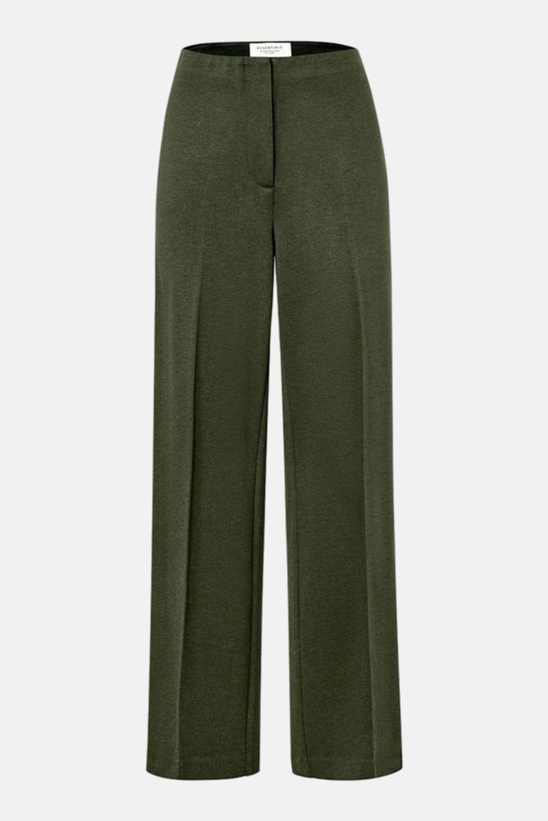 Women Regular Fit Solid Straight Pants, Dark Olive