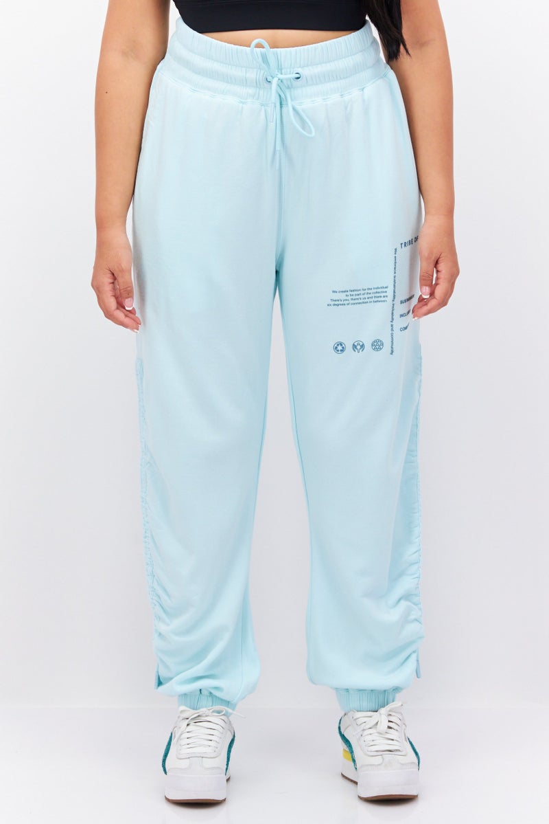 Women Regular Fit Brand Logo Sweatpants, Turquoise