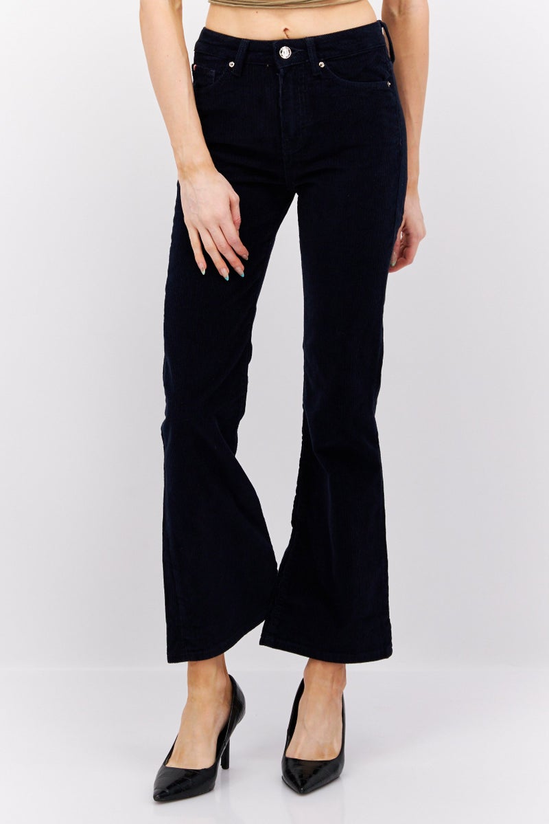 Women Regular Fit Corduroy Pants, Navy Blue