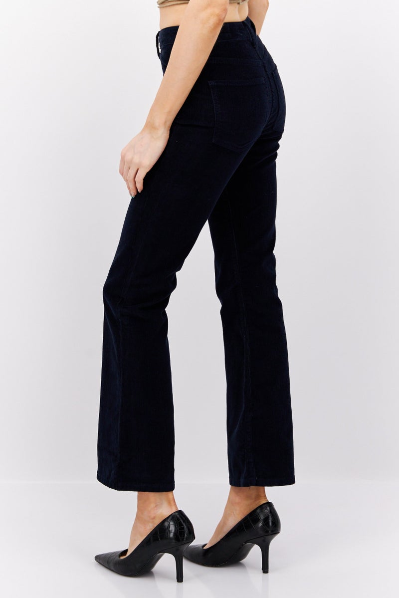 Women Regular Fit Corduroy Pants, Navy Blue