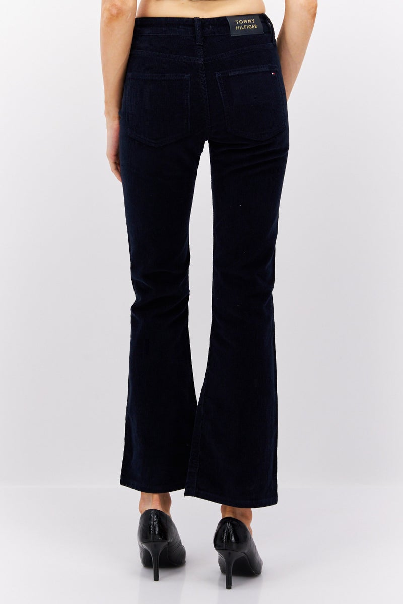 Women Regular Fit Corduroy Pants, Navy Blue