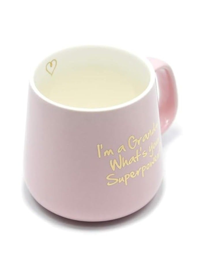 Coffee Mug Gift for Grandma Mothers Day - I'm a Grandma What's Your Superpower Ceramic Tea Cup - Birthday Presents for Mothers and Grandma Pink 350ml 12oz