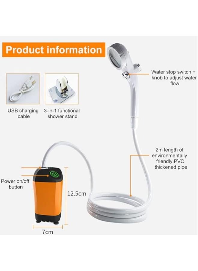 Portable Outdoor Shower, Rechargeable Battery Operated Shower, Intelligent Temperature Measurement, Digital Screen for Outdoor Camping and Travel Bathing YT-70W