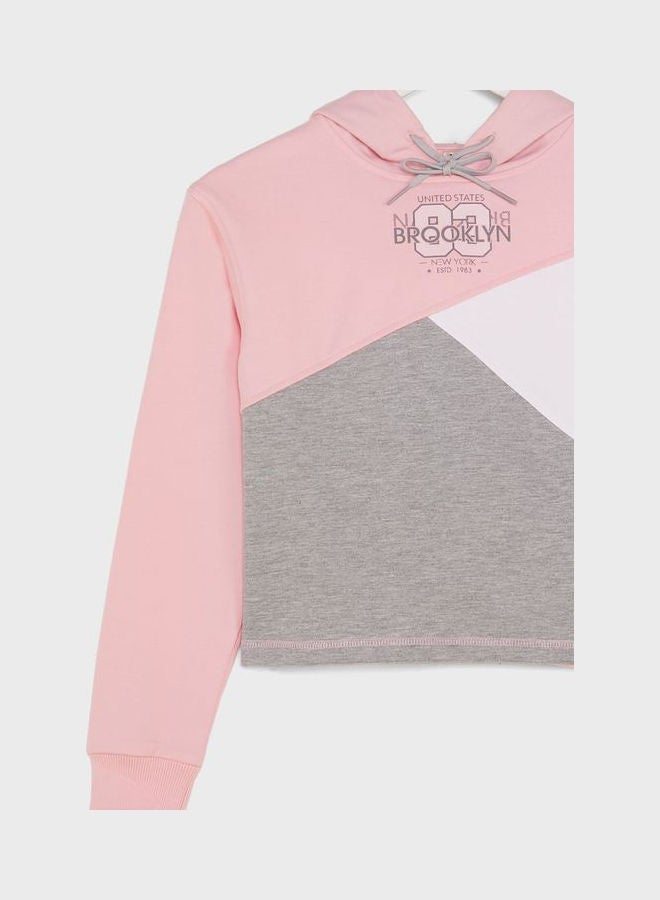 Youth Color Block Sweatshirt Pink