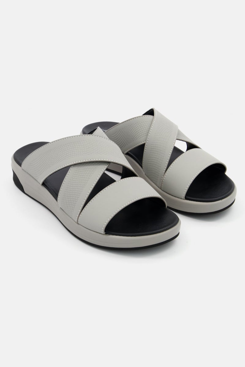 Men Slip On Casual Slides, Grey/Black